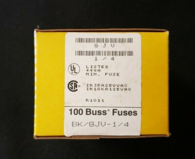 (25 pcs) Bussmann Buss  GJV 1/4  Fast Acting Pig Tail Glass Fuses 250V, .25 Amp