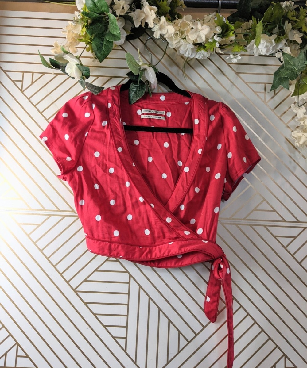 red polka dot wrap top