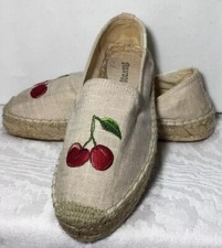 Soludus Woven Platform Embroidered Cherry Espadrille Slipons Size 7