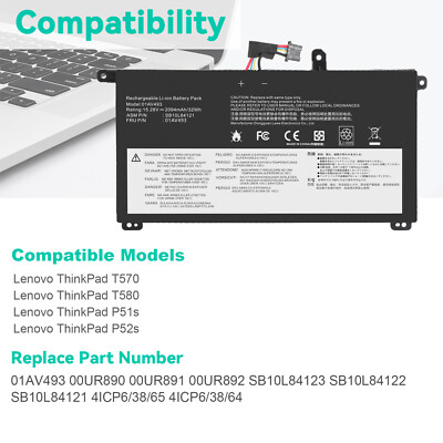 KXRSII 01AV493 00UR891 Batteria Per Lenovo ThinkPad T570 T580 - Foto 4