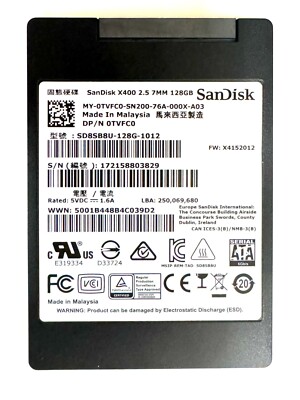 NEW Sealed-DELL TVFC0 SANDISK 128GB SSD SATA 2.5 6G 7MM X400 SD8SB8U-128G-1012 .