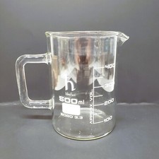 Vintage HBarsci 500ml Beaker BORO 3.3 Borosilicate Handle Scientific Glass