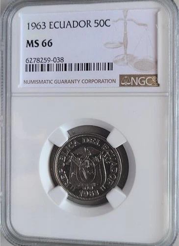 Ecuador 50 Centavos 1963 NGC MS 66