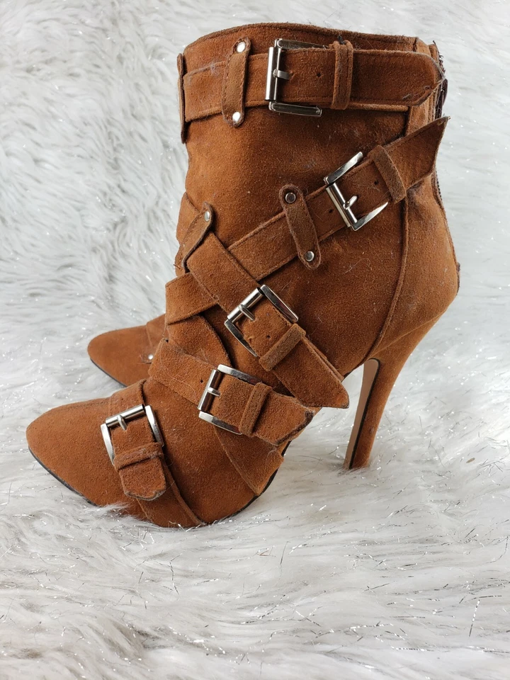 Botines con tacón con tiras marrón WET SEAL talla 8,5 Foto 3 de 4