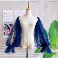 Navy Blue Tulle Puffy Detachable Wedding Sleeves Full Sleeve Dress Accessories