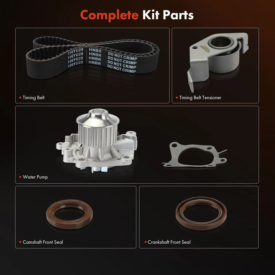 5x Kit de correa de distribución con bomba de agua para Mitsubishi Mirage 1997 1998-2002 L4 1,8 L Foto 2 de 4