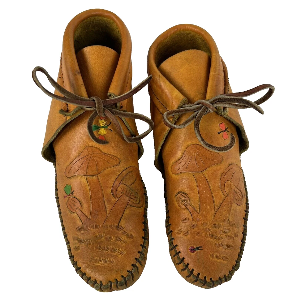 Mocasines Cuero Hecho a Mano Cordones Hippie Boho Zapatillas Cuero Seta PEQUEÑAS Foto 2 de 4