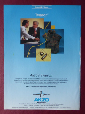 10/1991 PUB AKZO ARAMIDFASER TWARON BALLISTISCHE SCHUTZWESTE KUGELSCHUTZ AD
