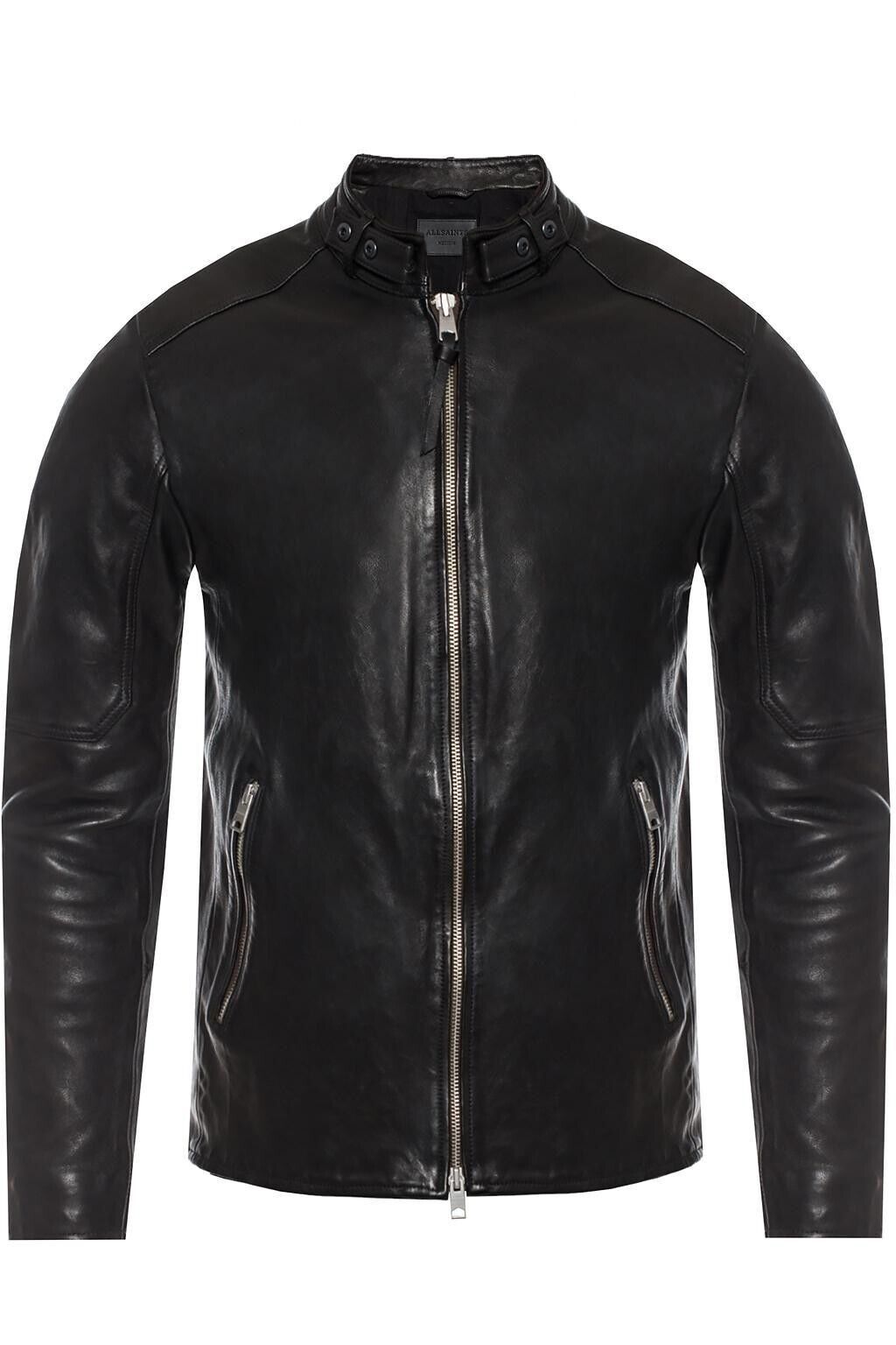 ALLSAINTS CORA LEATHER SNAP COLLAR JACKET JET BLACK XL - NWT | eBay