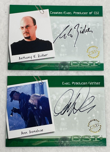 CSI Lot of 2 Autograph Cards Anthony Zuiker & Anne Donahue  Strictly Ink 2003 - Picture 1 of 5