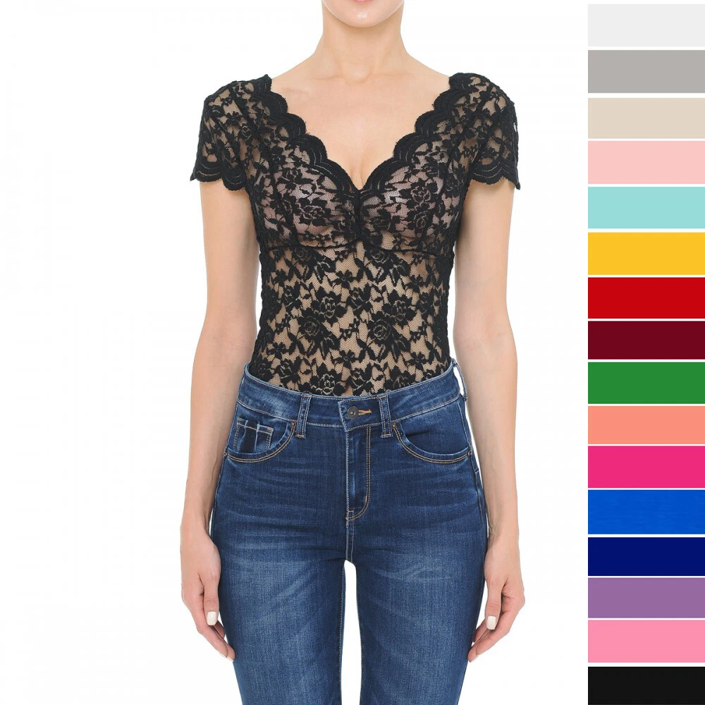 V-neck stretch lace top