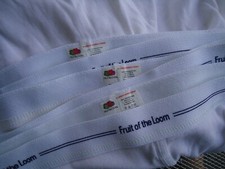 NOS Vtg Tighty White 100 Cotton Fruit of the Loom Double Blue Stripe Band XL