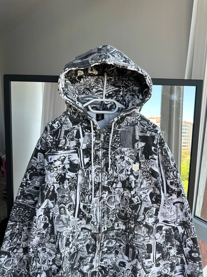 Sudadera con capucha vintage Forum Racing cremallera Y2K graffiti motocross para hombre talla XL Foto 2 de 4