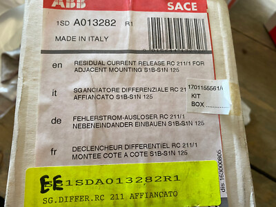 ABB SACE RC211/1 Fehlerstromauslöser   1SDA013282R1   NEU & OVP