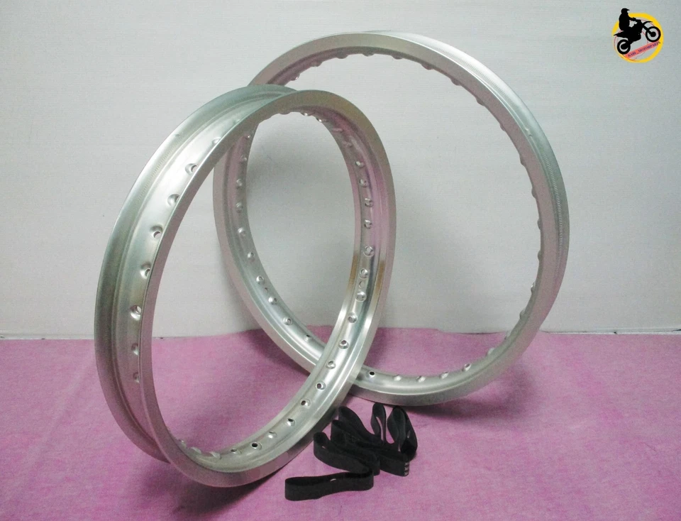 JUEGO LLANTAS KAWASAKI KX500 E4-E6 1992-1994 F+ R ALUMINIO PLATA *nan4398* Foto 3 de 4