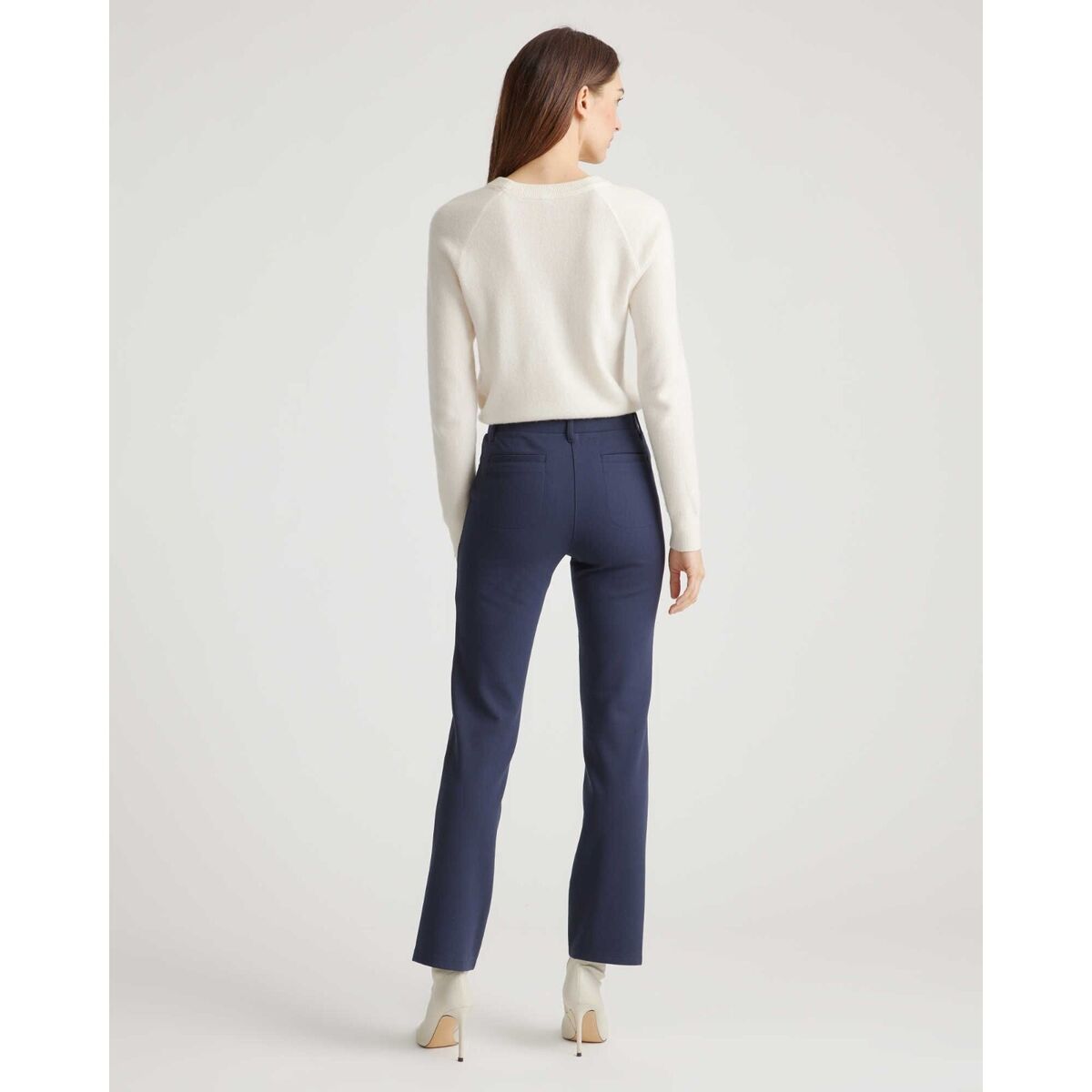 Quince Womens Ultra-Stretch Ponte Straight Leg 4-Pocket Pant Navy