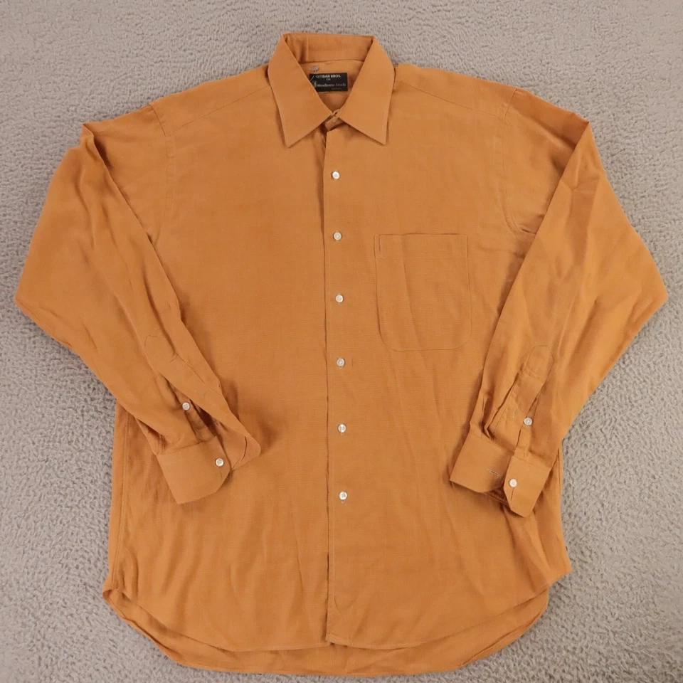 Camisa Gitman Bros Para Hombre L 16 35 Beige Naranja Rojo Abotonada Royal Oxford OCBD EE. UU. Foto 2 de 4