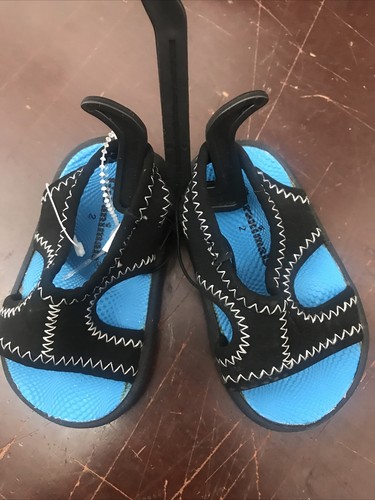 Garanimals Sz 2 Infant Boy Sling Back Sandal Shoe Beach Pool BLACK BLUE