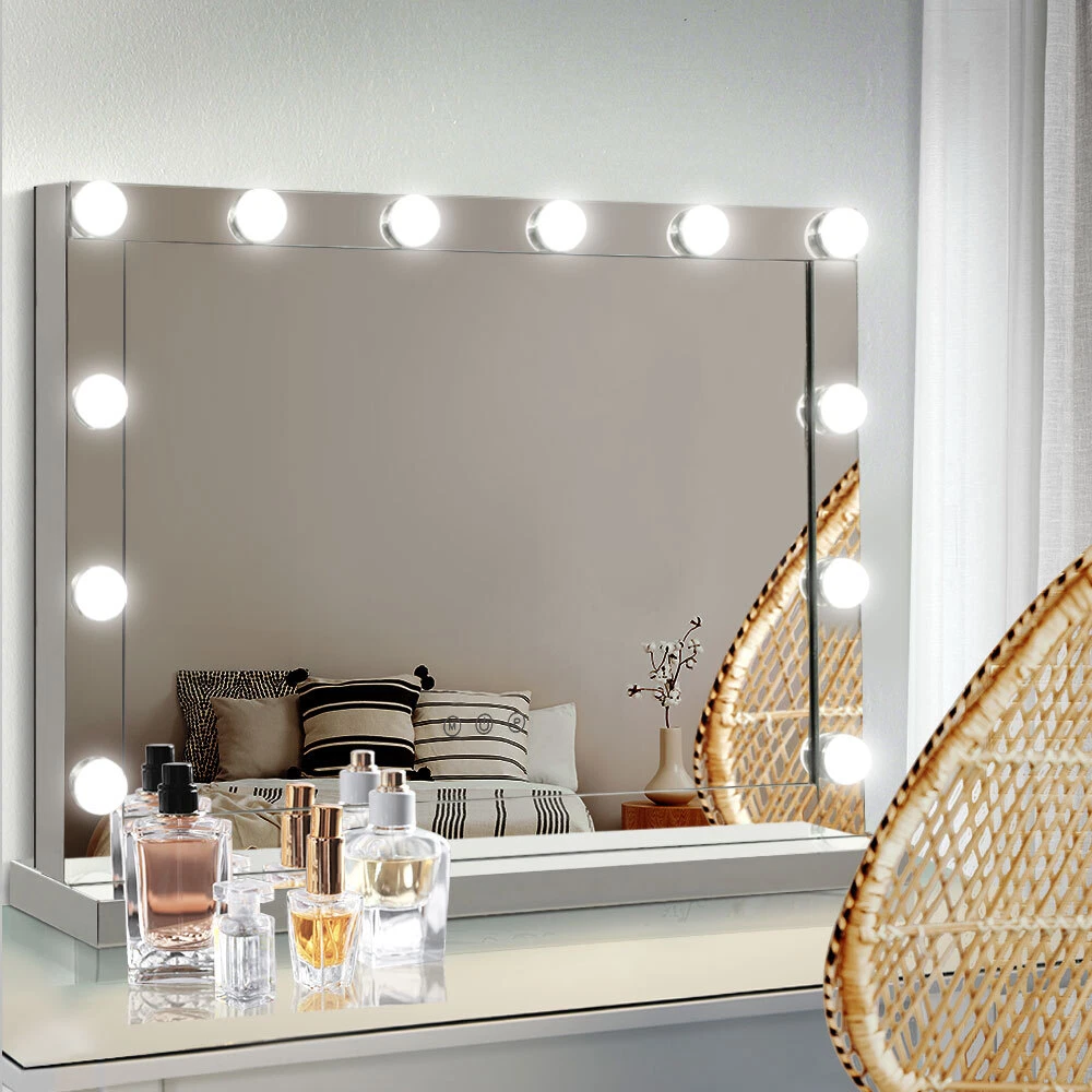Frameless lighted makeup sale mirror
