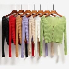 Women Faux Silk Knit Cardigan Thin Cropped Sweater Slim Bolero Shrug Shawl Party
