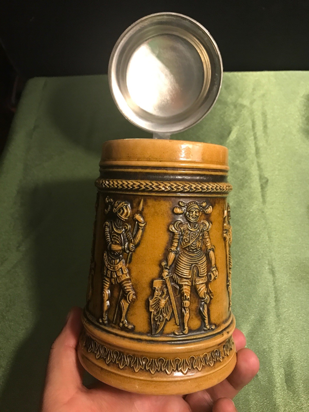 Vintage Simon GERZ West German Beer Stein Knights Ceramic Stein DBGM 85 Yellow eBay