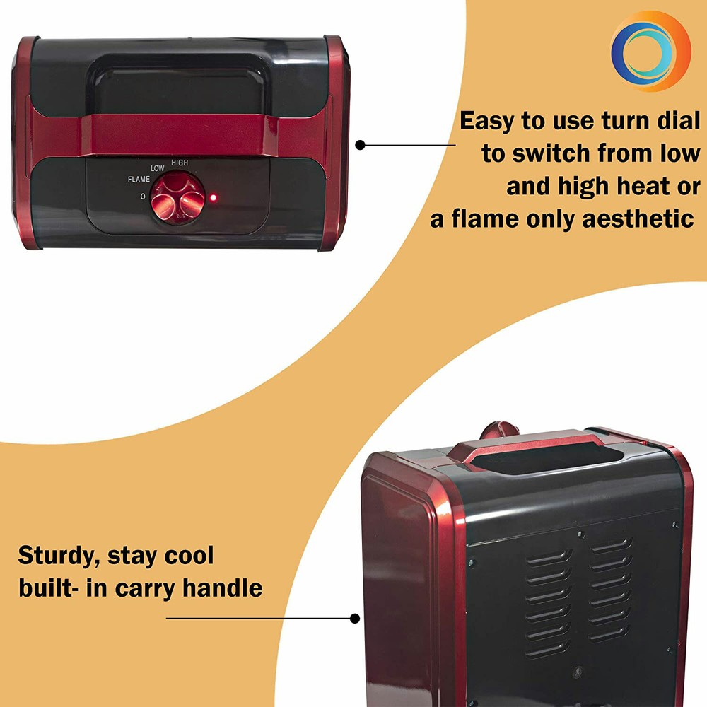 Comfort Zone Portable Electric Tabletop Fireplace Space Heater, Red,New,USA