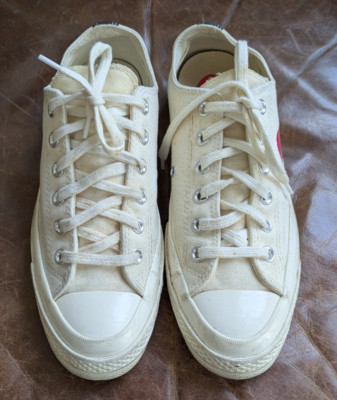 Converse All Star x Play Shoes Women's Size 9 Comme des Garcons White 