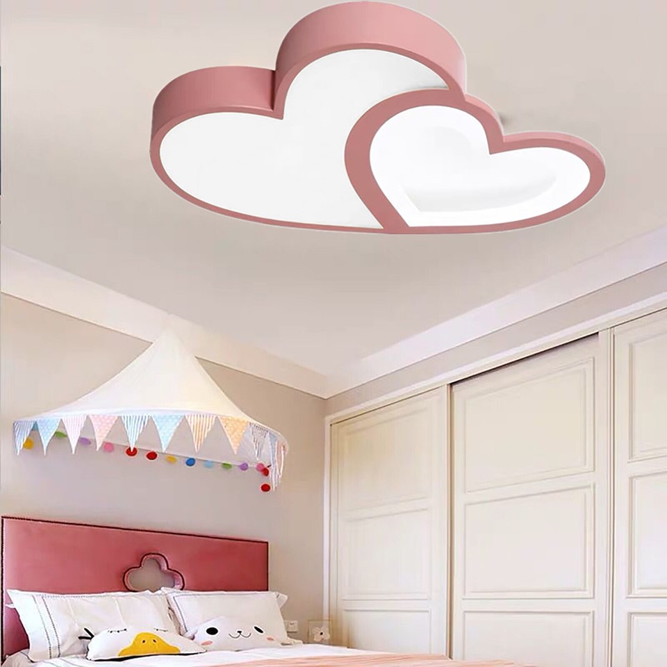 Modern Heart Shape LED Flush Mount Lamp Kids Room Ceiling Light Fixture