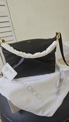 jimmy choo diamond soft hobo black gold soft calf with chain
