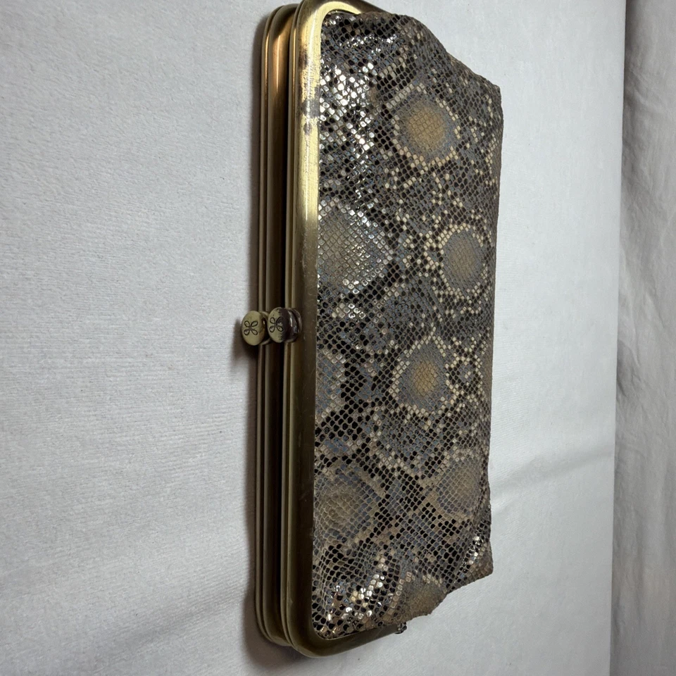  HOBO Hobo Intl Cuero Doble Marco Bolso sin asas Cartera Lauren Glam Serpiente USADA Foto 3 de 4