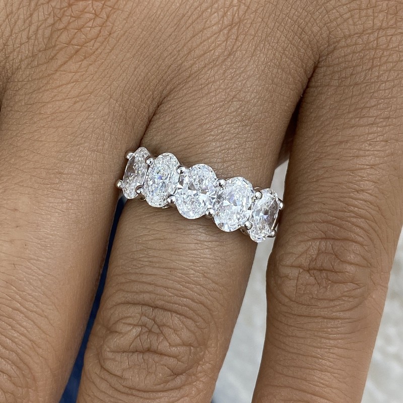 2.7ct Oval Band Ring White Gold 14K Labcreated Diamond F/VS