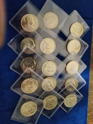 90% Silver (Lot of 15) Ben Frankilin Half Dollars UNCIRCULATED CONDITION 50C mix