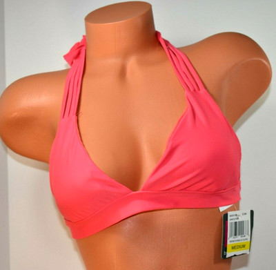 Women's BCA by Rebecca Virtue Pink Strappy Halter Style Bikini Top Size M  NWT