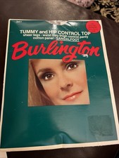 Vintage Burlington 341 Grey Sandalfoot Tummy  Hip Control Top Pantyhose Long