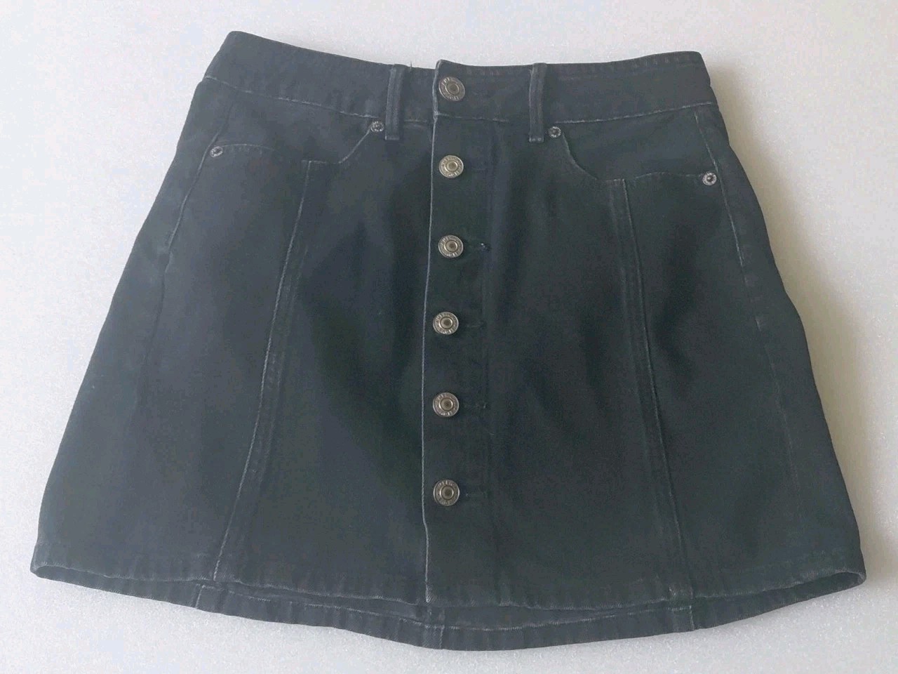 American Eagle Button Front Size 0 Hi-Rise A-Line Denim Skirt