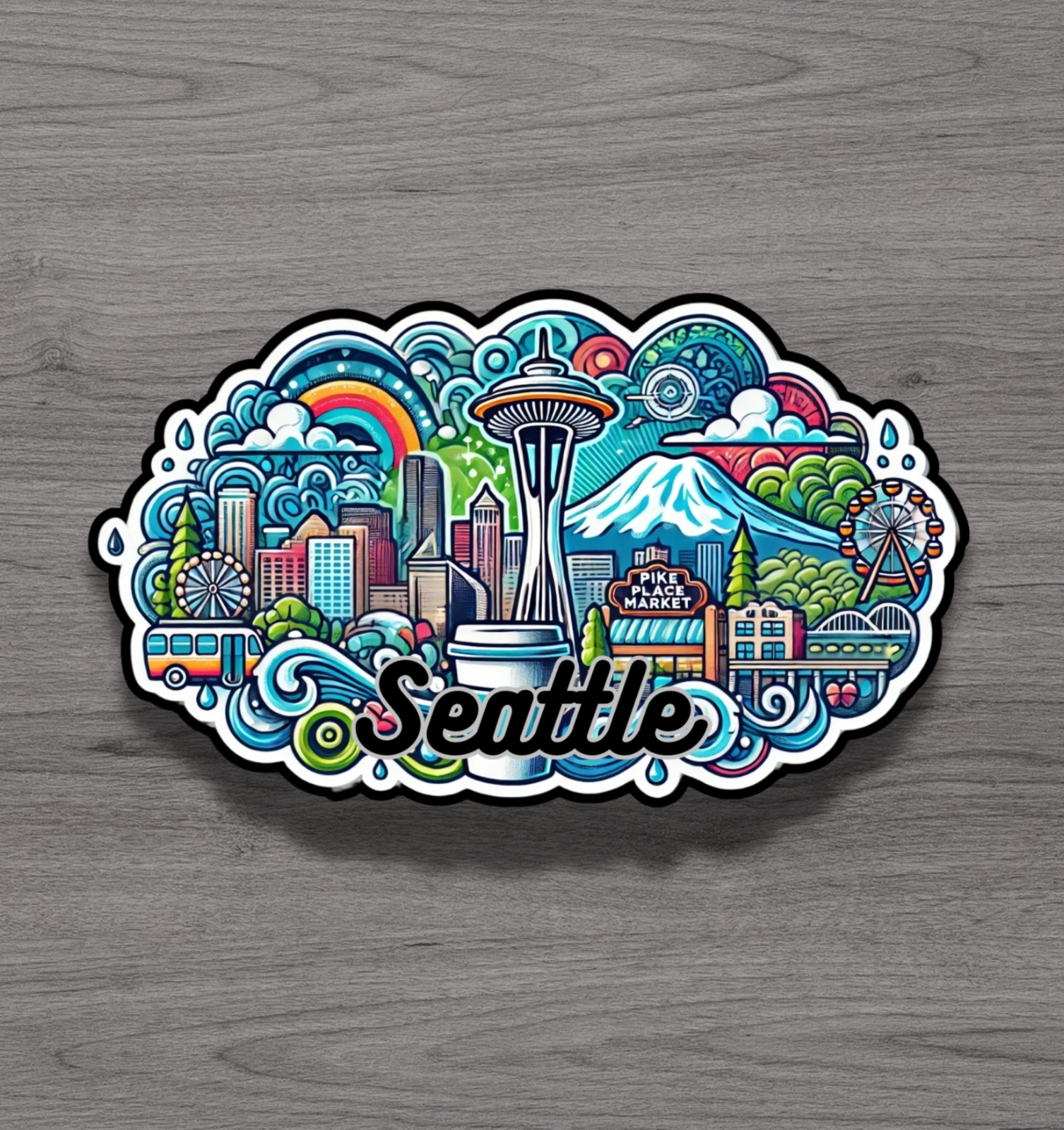 Seattle Washington Fridge Magnet or Laptop Sticker