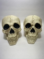 Halloween Skulls With Movable Jaw - Indoor And Outdoor Decorations Lot of 2