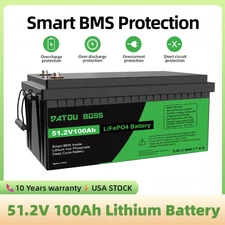 5120Wh 48V 100AH Lithium Battery LiFePO4 15000+Deep Cycle Rechargeable Golf Cart