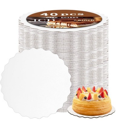 6'' White Wave Cake Boards Round,Wave Cake Plate,Disposable Cake Circle Base B...