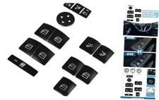 Window Switch Button Trim Cover Sticker Interior Door Armrest Window Lift Black