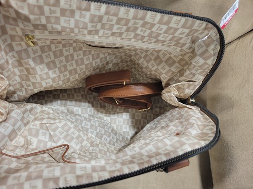 London Fog Tulip Signature Satchel Vegan Leather Brown Cognac Purse - Picture 5 of 12