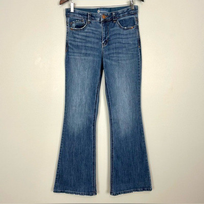Democracy Ab Solution High-Rise Flare Jeans Women s Size 6 Stretch Denim Hippie