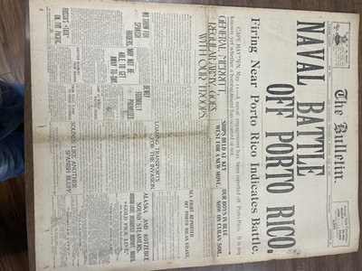 1898 San Francisco Bulletin Newspaper May 11 |  Naval Battle of Porto Rico  