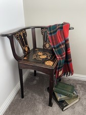 Hand Painted Bow Back Captains Corner Accent Chair Neoclassical Motifs Vintage
