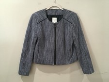 J.Crew Suiting Women 4 Tweed Cropped Jacket Black White Zip Lined Work E5886