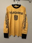 Vintage Husqvarna Jersey Medium Yellow Motorcycle Racing Motocross Dirtbike Moto