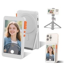 Selfie Monitor Screen for iPhone, Magnetic Screen Mirroring Back Camera White