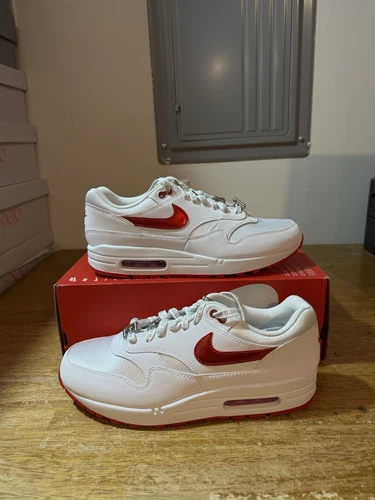 Men's Size 9.5-Nike Air Max 1 PRM Shoes Valentine’s Day White Red HV2303-100