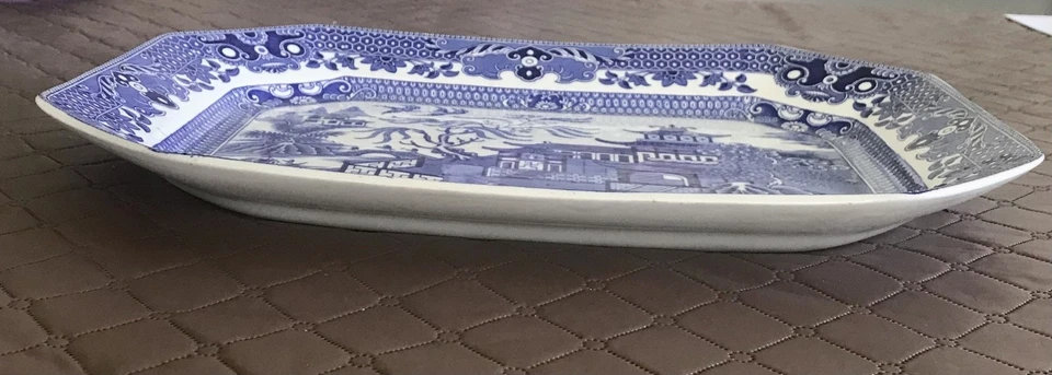 EXTRA LARGE VINTAGE BURLEIGHWARE WILLOW TREE PLATTER - 41 X 30.5 cm - Image 3 of 4