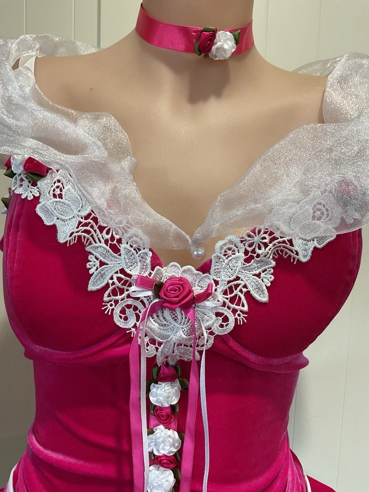 Seven Til Midnight Custom Velvet Stretch Pink Princess Womans Costume L New - Image 2 of 4